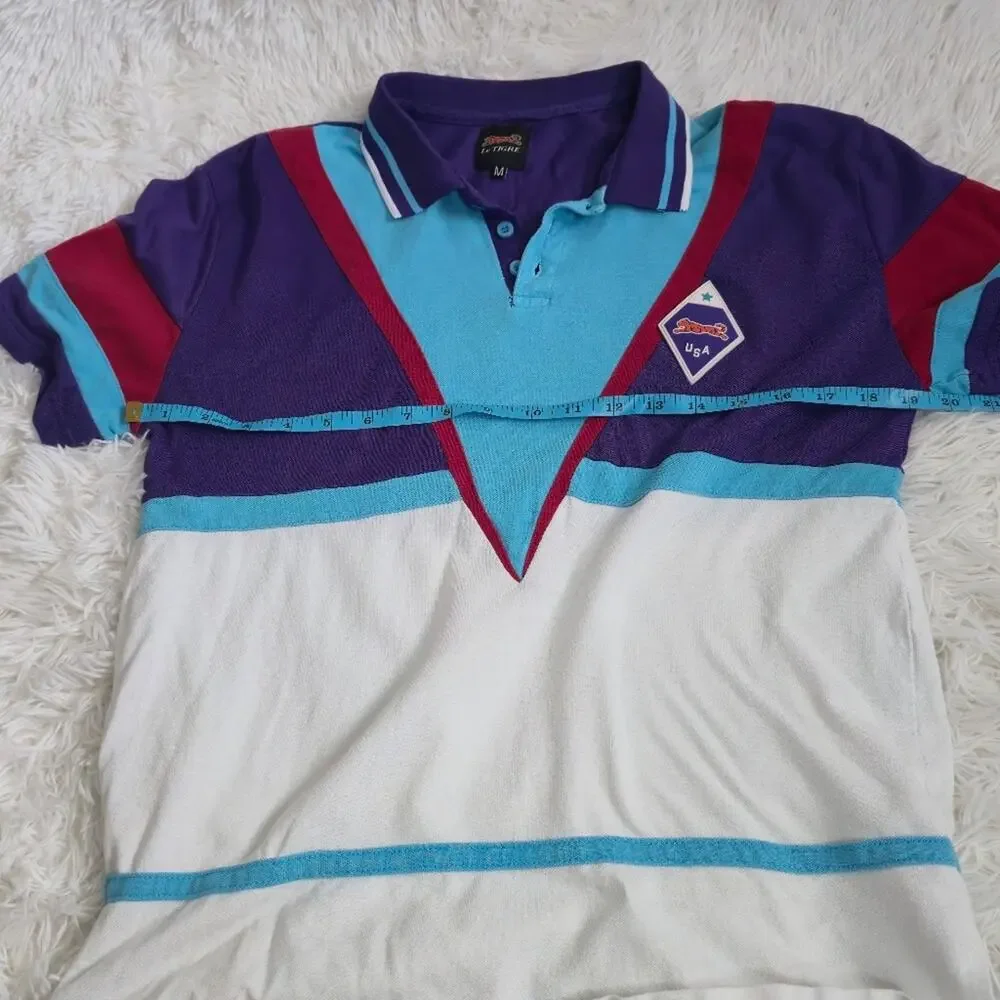 Le Tigre USA Men's Retro Purple And Blue Polo Shirt Medium - Picture 8 of 10